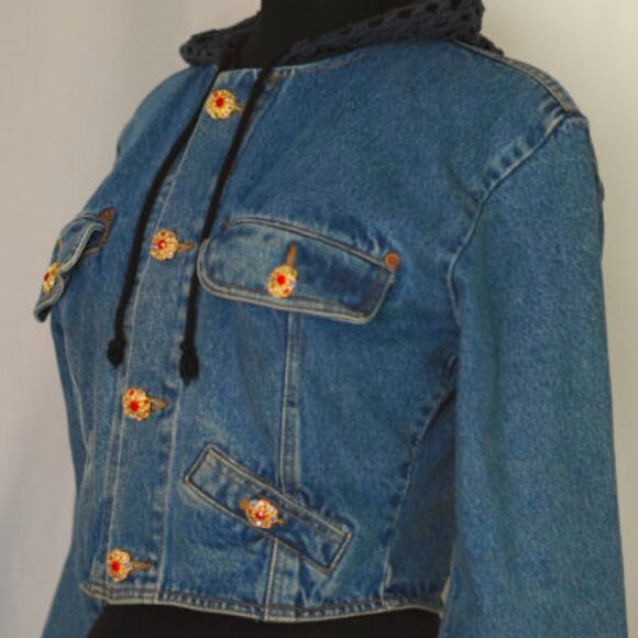 Spector's 1990's Jean Jacket With Net Hood & Bead Work On The Back - France - Picture 3 of 8